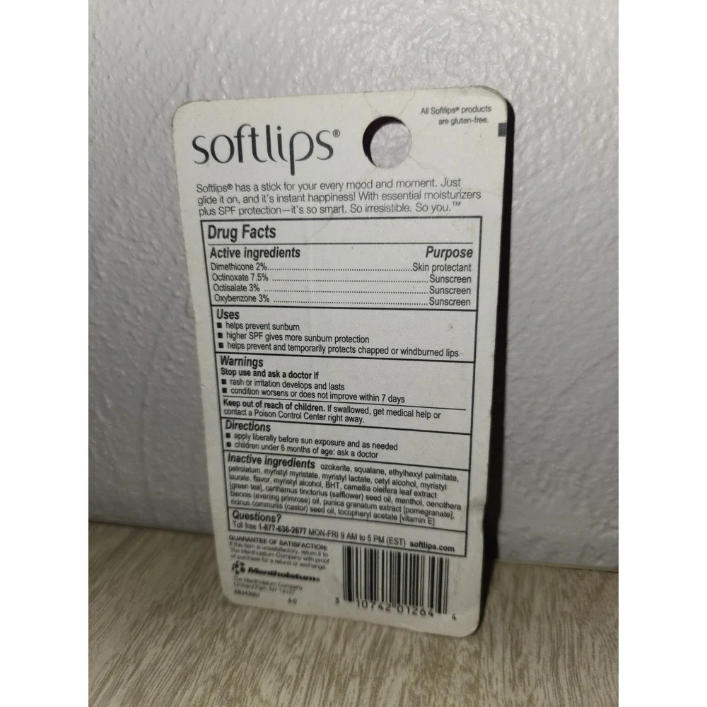 Softlips Raspberry Lip Balm with‎ Green Tea Extract 2-Pack with SPF 20~Pkg. open